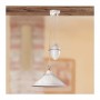 Lampadario saliscendi in ceramica con contrappeso e piatto liscio bordo traforato e decorato - Ø 40 cm