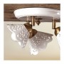 Plafoniera lampada da soffitto a tre luci con piatto in ceramica traforata rustica country