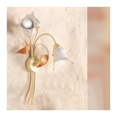 Applique murale à 1 lumière avec diffuseur en céramique calla country rétro - h. 50 cm