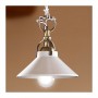 Pendant chandelier with vintage retro smooth glossy white ceramic lampshade - Ø 18.5 cm