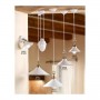 Pendant chandelier with vintage retro smooth glossy white ceramic lampshade - Ø 18.5 cm