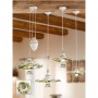 Lampadario saliscendi con contrappeso e paralume in ceramica con decoro floreale rustico vintage – Ø 41 cm