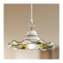 Pendant chandelier with wavy ceramic lampshade with rustic vintage floral decoration - Ø 41 cm