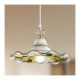 Suspension chandelier with wavy ceramic lampshade and rustic country floral decoration - Ø 32 cm