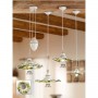 Lámpara de suspensión con pantalla de cerámica ondulada y decoración floral campestre rústica - Ø 32 cm