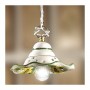 Pendant chandelier with wavy ceramic lampshade and retro vintage floral decoration - Ø 18 cm