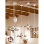 Sliding chandelier with counterweight and ceramic lampshade with vintage rustic floral decoration - Ø 41 cm