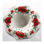 Lustre suspension avec abat-jour ondulé en céramique et décoration florale rétro vintage - Ø 18 cm