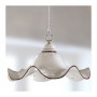 Pendant chandelier with rustic vintage wavy and perforated ceramic lampshade - Ø 40 cm