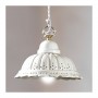 Pendant chandelier with vintage country pleated and perforated ceramic lampshade - Ø 22 cm