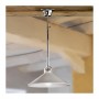 Chromed brass pendant lamp with smooth glossy white ceramic lampshade plate – Ø 35 cm