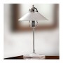 Lampe de table en laiton chromé avec diffuseur rétro en céramique blanche lisse et brillante - h.45 cm