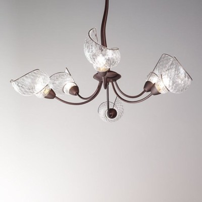 Spiral chandelier with a classic design in blown glass