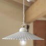 Pendant lamp in white glazed ceramic and classic motif Ø 37 cm