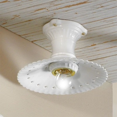 Rustic ceiling lamp in white glazed ceramic Ø 21