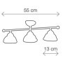Dreiflammige Deckenleuchte im rustikalen Stil aus weißer Keramik Ø 13 cm