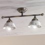 Lampada da soffitto stile rustico a due luci in ceramica smaltata bianca Ø 13 cm