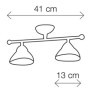 Deckenleuchte im rustikalen Stil mit zwei Leuchten aus weiß glasierter Keramik Ø 13 cm