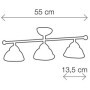 Dreiflammige Deckenleuchte im rustikalen Stil aus weiß glasierter Keramik Ø 13