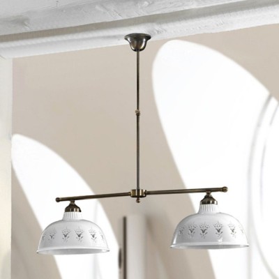 Rustic ceiling lamp with two adjustable arms in glazed ceramic Ø 30 cm