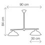 Plafonnier rustique à deux bras orientables en céramique émaillée Ø 30 cm