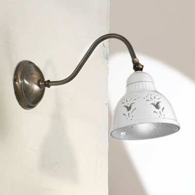 Lampada da parete in ceramica smaltata bianca dallo stile rustico Ø 13