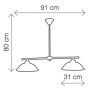 Lampe à deux lumières à suspension orientable en céramique blanche Ø 31 cm