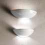 White glazed ceramic wall light with pattern and lower cut Ø 39 cm