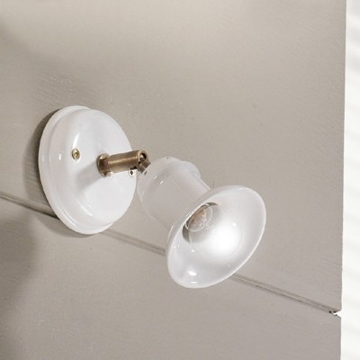 Rustic style white glazed ceramic wall light Ø 10 cm