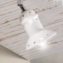 Lámpara de techo de tres luces de cerámica esmaltada en blanco con detalles de cristal Ø 10 cm