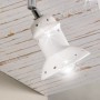 Three-light white glazed ceramic ceiling lamp with crystal details Ø 10 cm