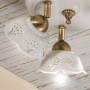 Plafoniera da soffitto rustica a tre luci in ceramica smaltata bianca Ø 13 cm