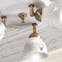 Plafoniera da soffitto in ceramica smaltata bianca stile rustico tre luci Ø 10 cm