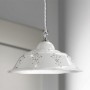 White glazed ceramic chandelier and crystal details Ø 29 cm