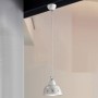 Lampadario in ceramica smaltata bianca dettagli in cristallo e motivi floreali Ø 19 cm