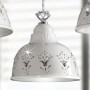 White glazed ceramic chandelier with crystal details and floral motifs Ø 19 cm