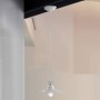 Rustic style chandelier in white glazed ceramic and crystal elements Ø 21 cm