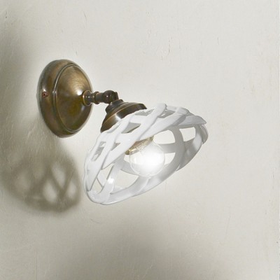 Wall lamp in white glazed ceramic with antique finish Ø 17 cm