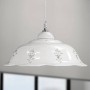 Rustic chandelier in white glazed ceramic and crystal details Ø 36.5 cm