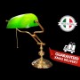 BOTTICELLI Luxury Bankers Lamp - Handmade Solid Brass and Green Glass Shade - Made in Italy